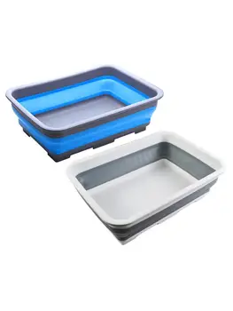 

Folding Silicone Basket Storage Bucket Kitchen Accessories Vegetable Fruit Washing Square Baskets Collapsible Storage Basket