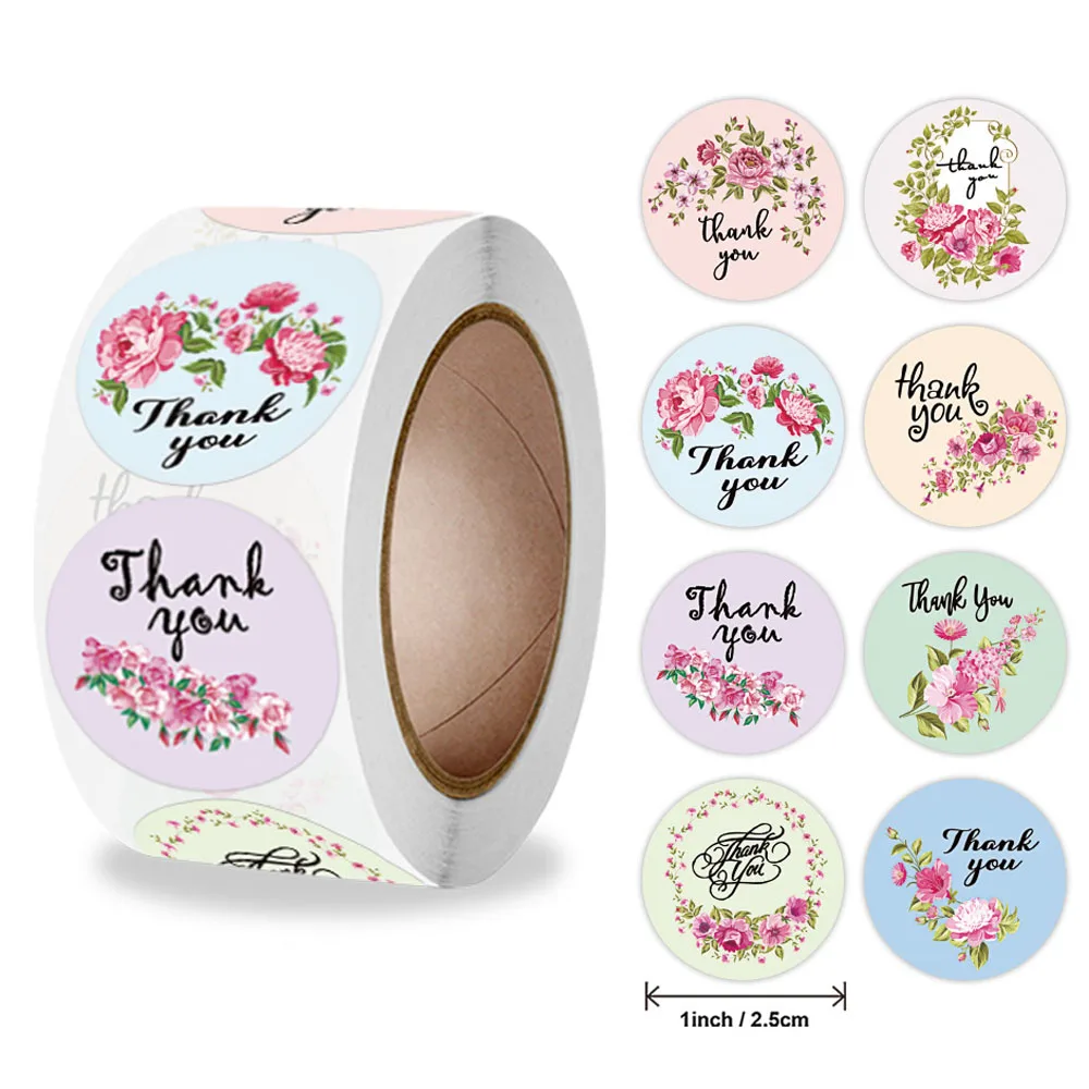 50-500 stücke 1 Zoll rundes Muster Party Hochzeit Dekoration Aufkleber Blume danke Aufkleber feiern Festival Geschenk Siegel Shop Kinder – Detail 1