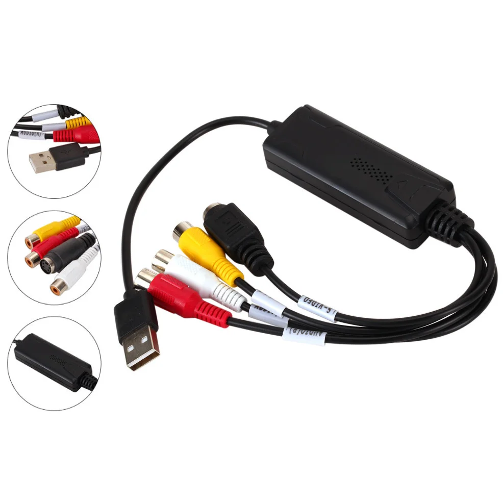 USB 2.0 Video Capture Card USB Digital to AV RCA Converter Portable Adapter Video Connecter Cable for DV/Hi8/VHS TV DVD for Home video capture adapter