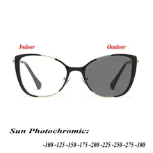 MINCL/Новые Ретро Металлические кошачьи полуглазные очки в оправе для близоруких солнцезащитных фотохромные женские оптические очки NX