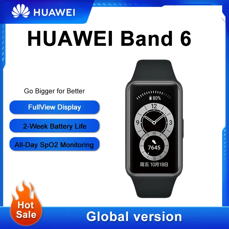 Умный Браслет Huawei Band 6 светодиодный трекер с функцией измерения пульса и уровня