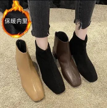 

Shoes 2019 autumn and winter new Martin boots high heel boots wild thin boots plus velvet short boots women's shoes