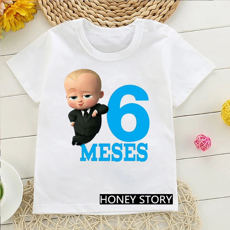 Fashion Boys T-shirts Cute Baby Boss 1 Cartoon Print Children's Tshirt Summer Harajuku Girls T shirts White Short-sleeved Tops couple t shirt