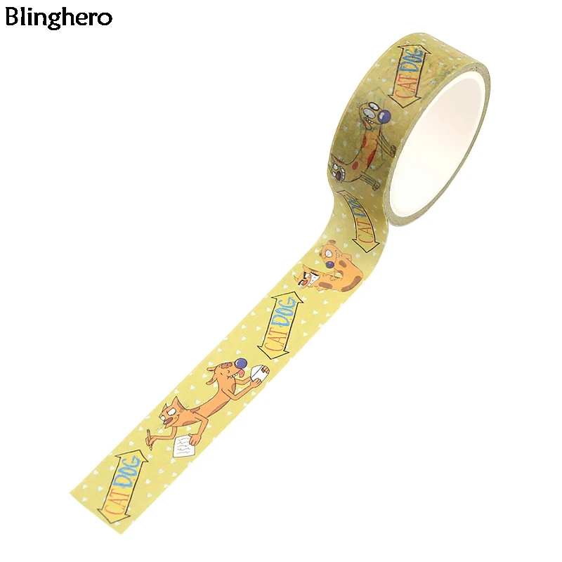 Blinghero Catdog васи лента 15 мм X 5 м рукоделие изоляционная лента крутые наклейки с персонажами из мультфильмов клейкие декоративные ленты Канцелярские ленты BH0134