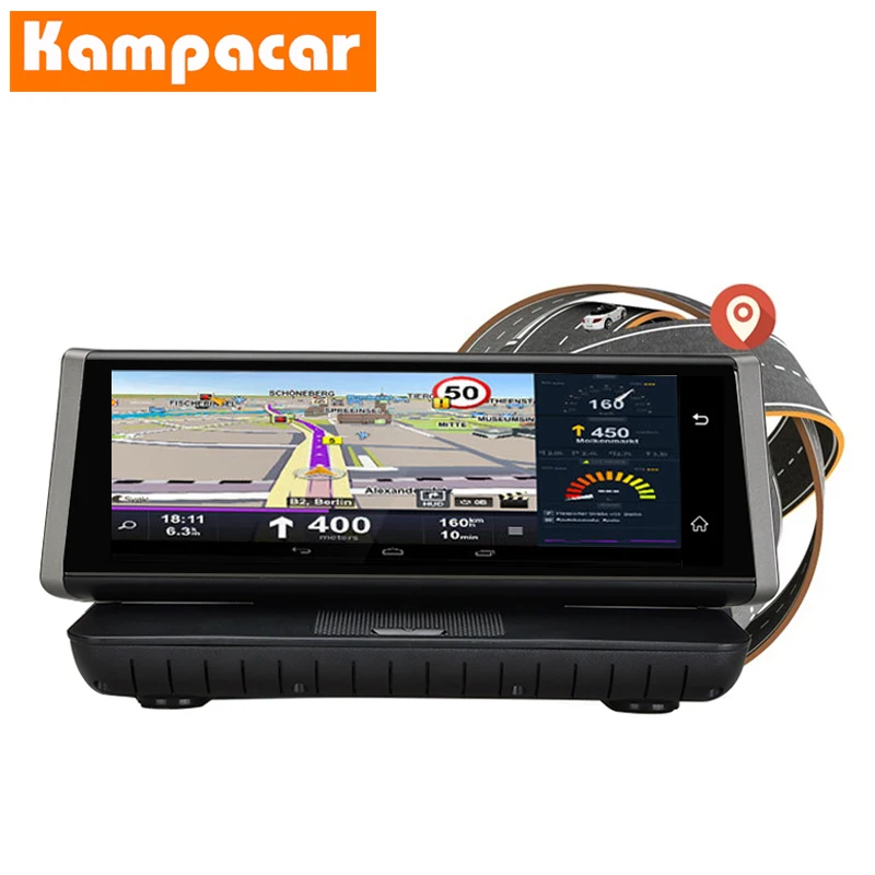 Kampacar, 8 дюймов, сенсорный автомобильный видеорегистратор, 2 камеры, 4G, Android, wifi, gps навигация, Full HD, 1080 P, видео рекордер, двойной объектив, регистратор, видеорегистратор, видеорегистратор