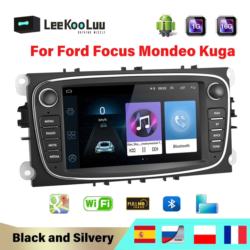 LeeKooLuu 2 Din автомобильное радио Mirror Link Android Авторадио для Ford Focus S MAX Mondeo mk4 C Galaxy WIFI GPS