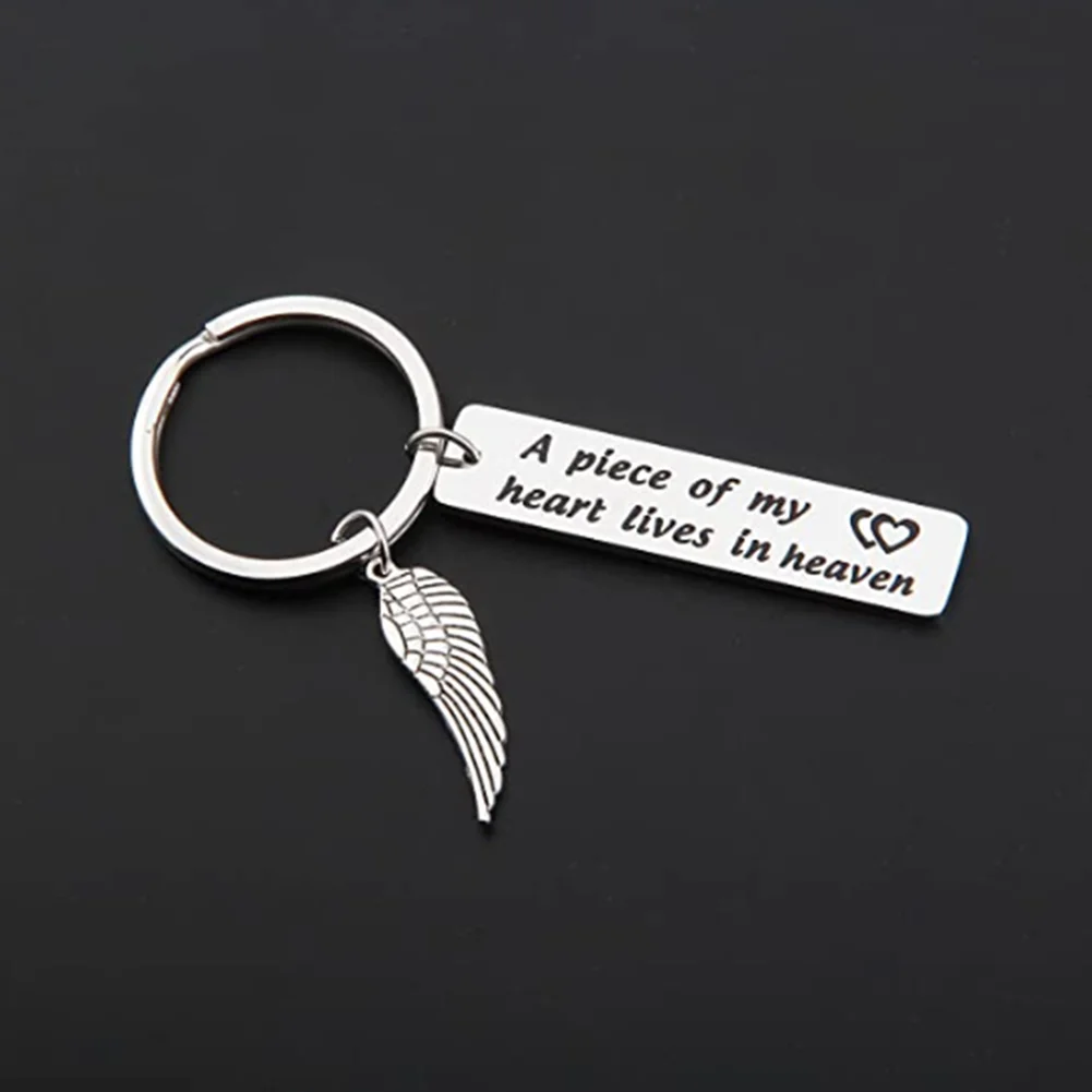 Dropship Edelstahl Memorial Keychain EIN Stück von Meinem Herzen Lebt in Himmel Sympathie Geschenk Verlust von Geliebt Einen Schlüsselring – Detail 3