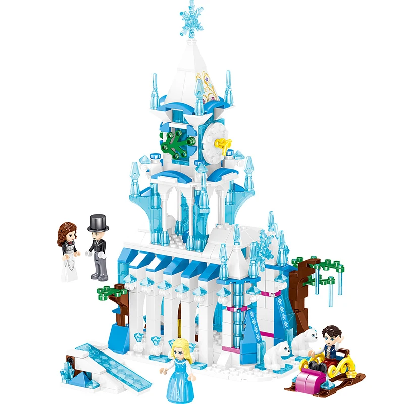 

Snow Queen Ice Castle Anna Elsa Figures Beauty Princess Friend Building Blocks Compatible Legoed City Bricks Girls Toys For Kids