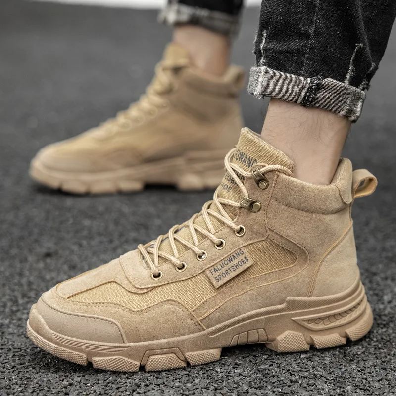 

2020 New Men Boots Leather Waterproof Lace Up Military Boots Men Winter Ankle Lightweight Shoes for Men Winter Casual Boots