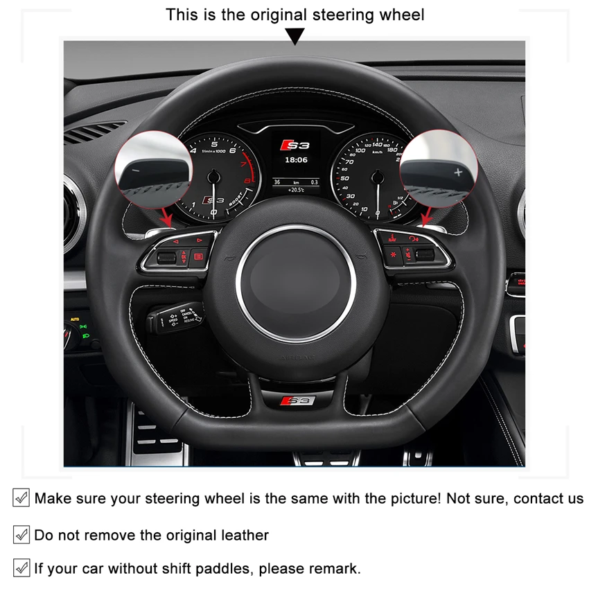 MEWANT черный натуральная кожа обернуть чехол рулевого колеса автомобиля для Audi S1(8X) S3(8 V) Sportback S4(B8) Avant S5(8 T) S6 S7 RS Q3
