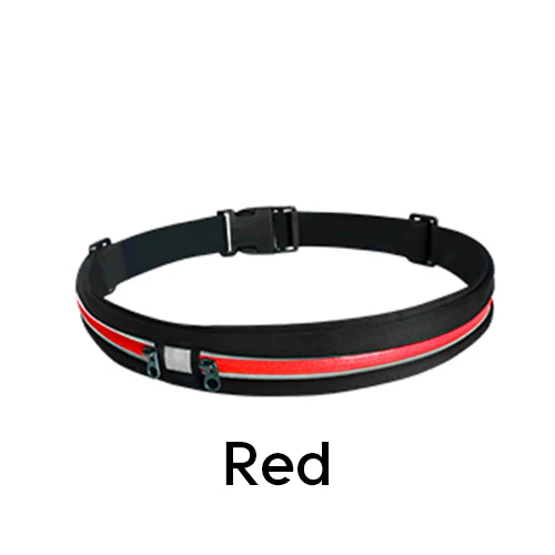 Sports Running Belt Slim Waist Pocket Belt Outdoor Dual Pouch 2 Pockets Sweatproof Reflective Waist Pack Fitness Workout Bag - Цвет: Red