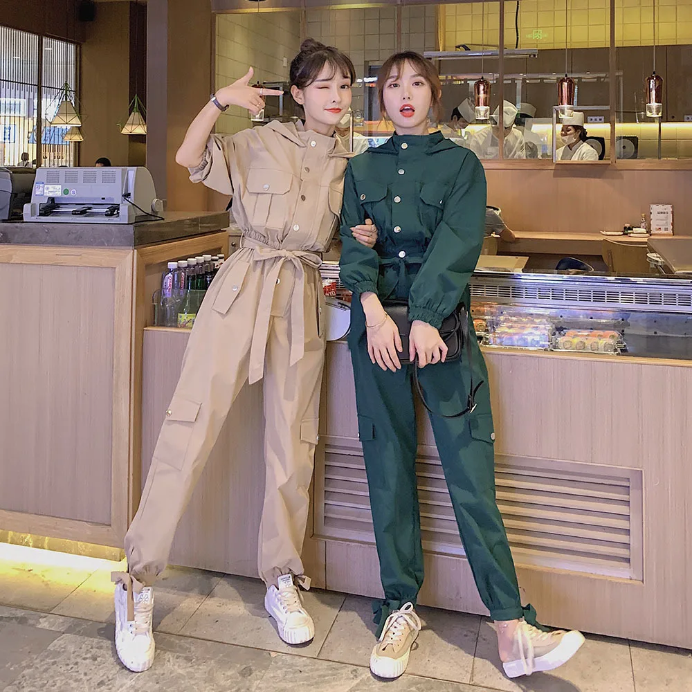 Jumpsuits Women Spring Autumn Slim Long Sleeve Belt Cargo Pants Sets Overalls Female Streetwear Hip Hop Hooded Harem Trouser Jumpsuits Women Spring Autumn Slim Long Sleeve Belt Cargo Pants Sets Overalls Female Streetwear Hip Hop Hooded Harem Trouser