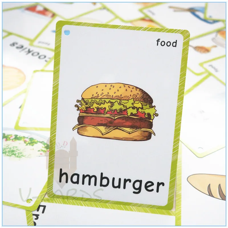 35 шт. еда Раннее Обучение Обучающие флэш карты карманные английские слова