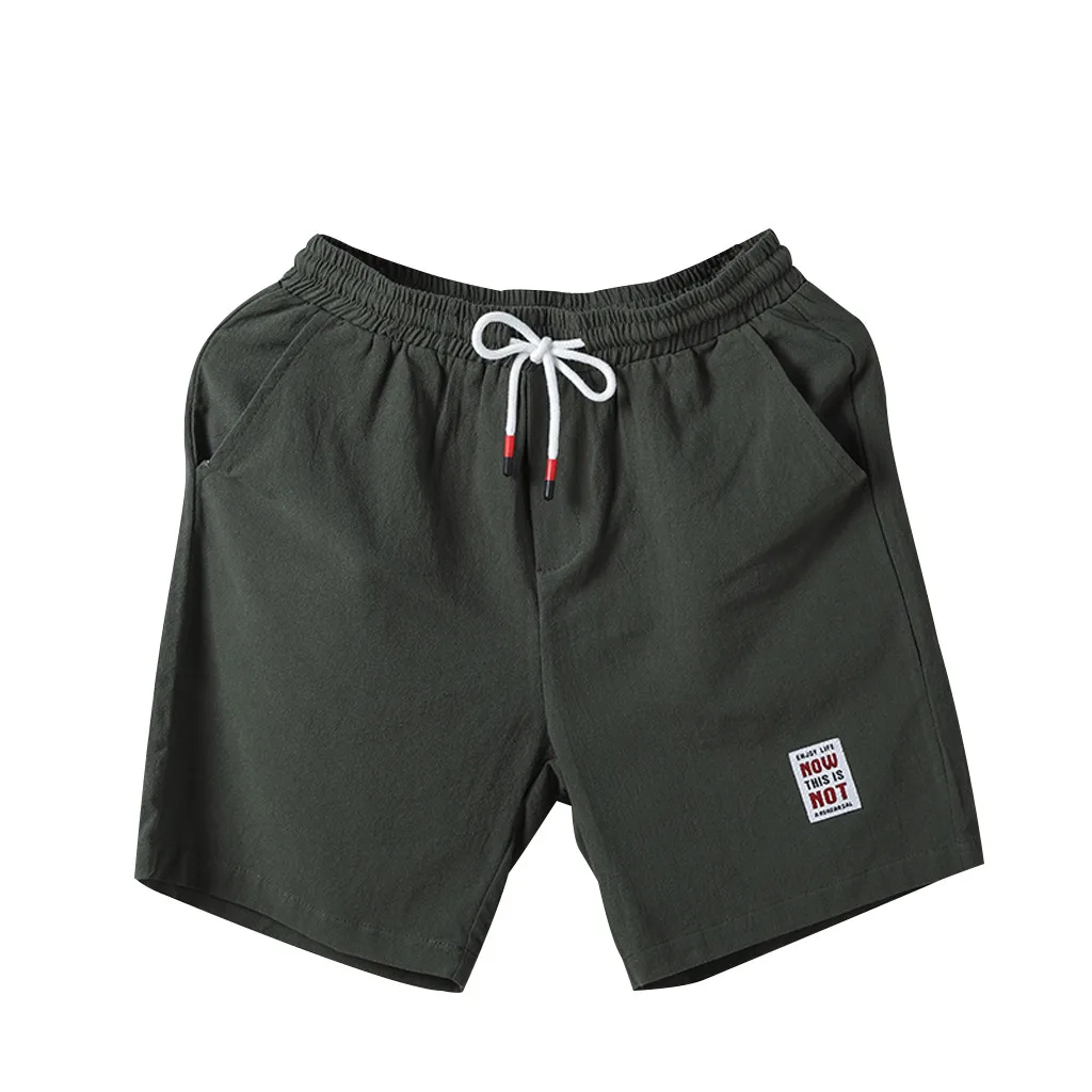 Army Green Модные мужские летние модные повседневные свободные пляжные спортивные шорты с поясом и завязками - Цвет: Army Green