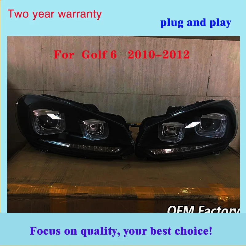 Автомобильный Стайлинг для VW Golf 6 2010-2012 для Mk6 фары R20 светодиодный фары DRL движущийся сигнал H7 D2H HID Bi Xenon