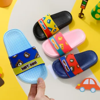 

Children Cartoon Little Bear Slippers Girls Summer Beach Sandals Kids Bathroom Flip Flops Boys Indoor Flip Flops Baby Home Shoe