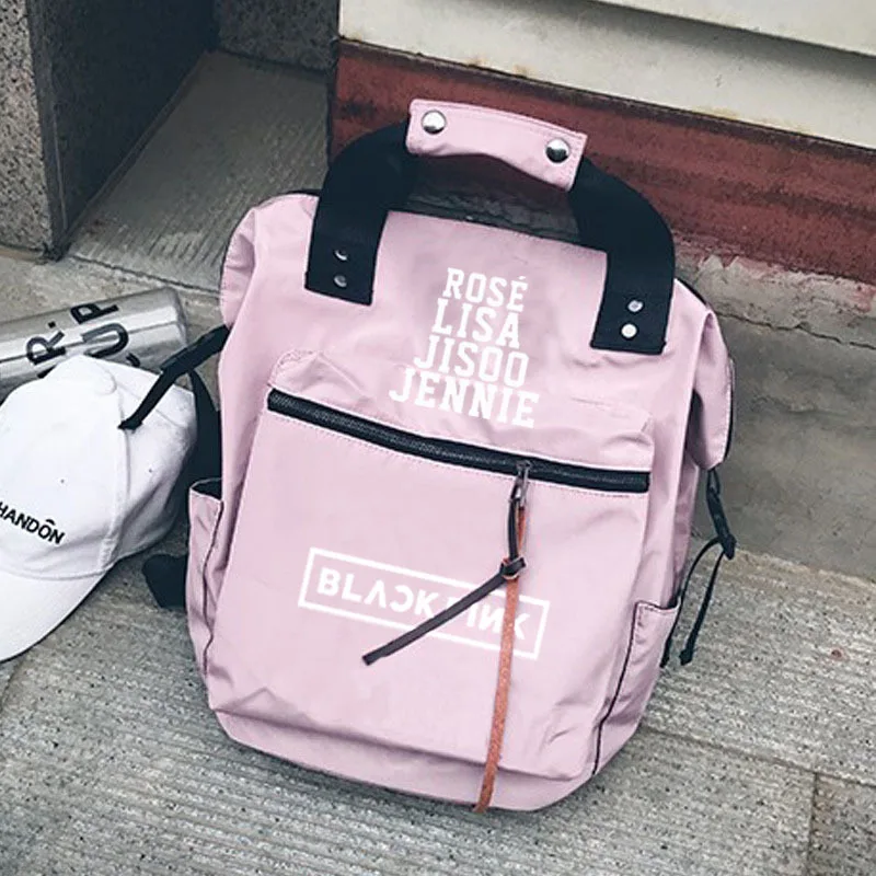 

New Kpop Bag Blackpink Jennie Jisoo Lisa Rose K Pop Backpacks for Teenage Girls Harajuku Kawaii Sholder Bag Hand Canvas Rucksack