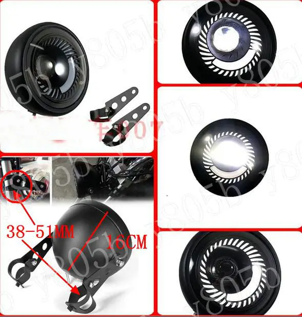 38-51MM Светодиодный фонарь для мотоцикла+ крепление для Honda Shadow Spirit Sabre Aero ACE Steed VLX 400 600 1100 DLX VTX1300 1800 Magna VF 250 - Цвет: 38-51MM