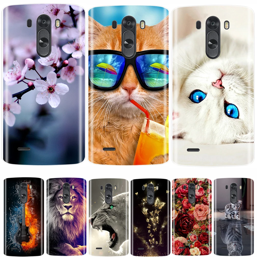 Чехол для телефона LG G3 мягкий силиконовый чехол из ТПУ с изображением милого кота