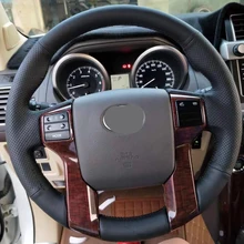 Free Shipping High Quality cowhide Top Layer Leather handmade Sewing Steering wheel covers protect For Toyota Prado/Tundra