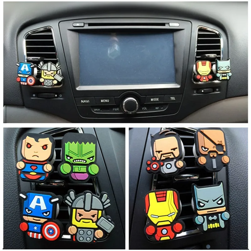 

Cute Cartoon Avengers Super Heros Car Air Outlet Vehicle Air Freshener Solid Perfume Fragrance Clip