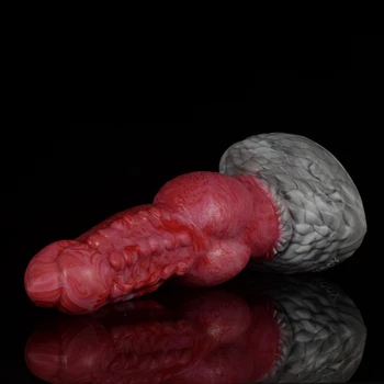 FAAK New Dragon Dildo Gory Meat Color Large Knot Dog Penis Curve Silicone Anal Plug G-spot Stimulate Femal Masturbator Sex Toy 5
