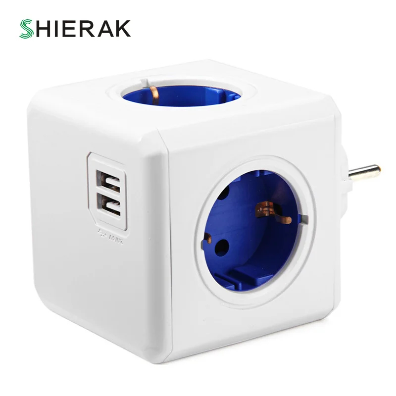 With 2USB Ports Умная розетка для домашнего питания, штепсельная вилка европейского стандарта, 4 розетки, 2 порта usb, адаптер, удлинитель, адаптер, мульти переключаемые розетки - Тип: With 2USB Ports