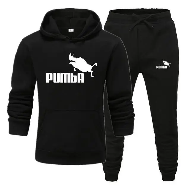 Новинка Pumba, модный бренд, мужские толстовки с капюшоном, костюмы, брендовый спортивный костюм, мужские толстовки+ Тренировочные штаны, Осень-зима, флисовый пуловер с капюшоном - Цвет: H-H