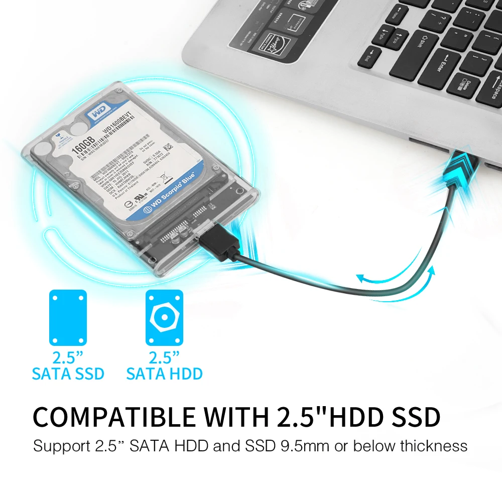 Прозрачный инструмент бесплатно 2 5 дюймов USB 3 0 Гбит/с на SATA III внешний жесткий