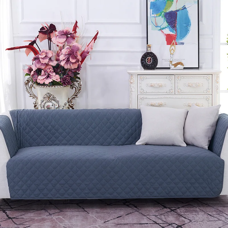 Sofa Backrest Armrest Towel Combination Kit Sectional Sofa Covers For Living Room Pet Furniture Kids Couch L Shaped Sofa Cover - Цвет: Dark gray