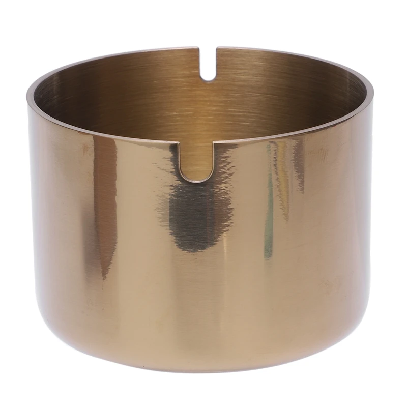 Gold Ashtray Decorative Ashtray Home 304 Stainless Steel Restaurant Bar Anti-Fall Thickening Ashtray Business Gifts