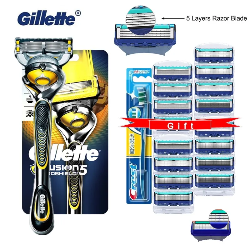 

Gillette Fusion Proshield Men Shaver Razor Blade Machine for Shaving Blades 5 Layer Cassettes for Replacebale Blades Get Gift