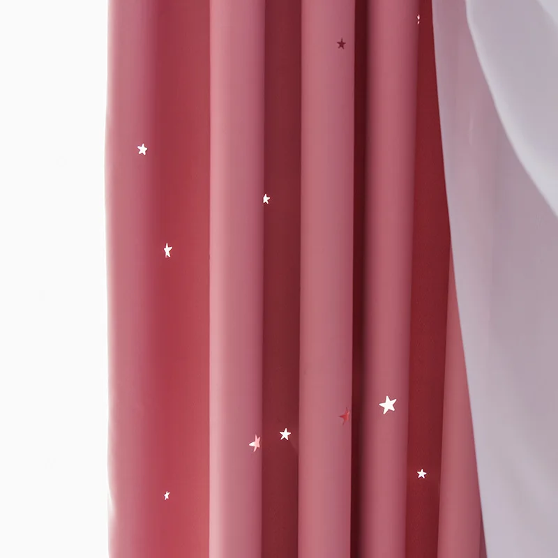 Фиолетовые одноцветные занавески со звездами, двухслойные занавески для детской комнаты, спальни, Затемненные занавески на заказ, прозрачные тканевые жалюзи X026#40 - Цвет: Tulle and Cloth 03