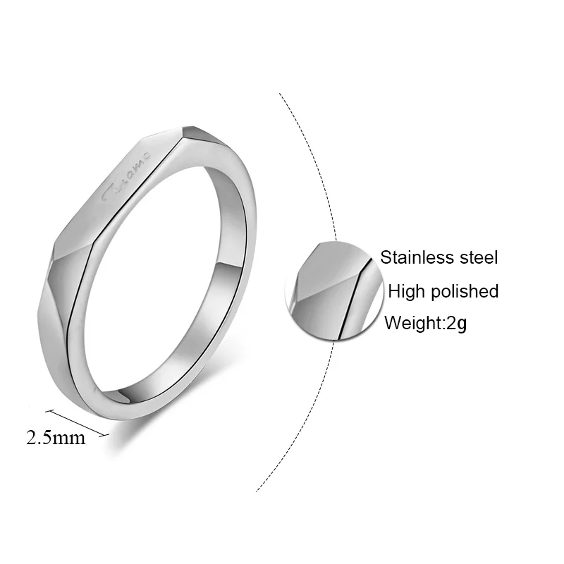 Silver 2.5mm Простое обручальное кольцо для женщин и мужчин Tiamo итальянский I Love You парное кольцо из нержавеющей стали ювелирные изделия - Цвет основного камня: Silver 2.5mm
