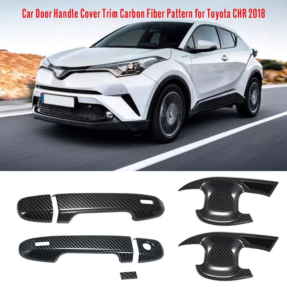 

ABS Carbon Fiber Door Handle Bowl Cover For C-HR 2018 Handle Protection Resistant Cover Exterior Car Chromium Styling Accessory
