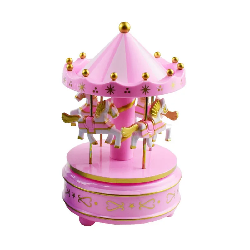 Merry-go-round Music Boxes Geometric Music Baby Room Decoration Gifts Unisex Plastic Christmas Horse Carousel Box Home Decor 1pc