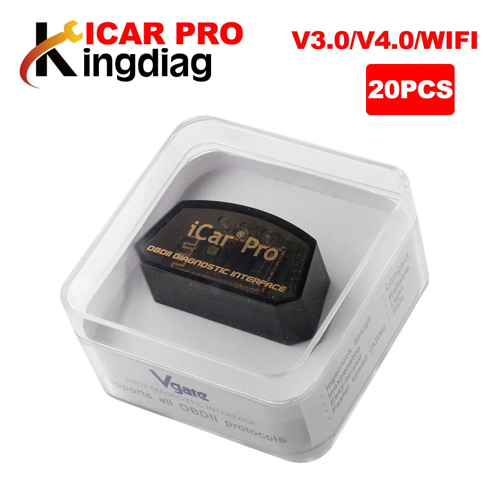 20 шт. Vgate icar pro elm327 Bluetooth 4 0/3 0/Wifi obd2 elm 327 V2.1 для Android/IOS/ПК obd сканер Бесплатная