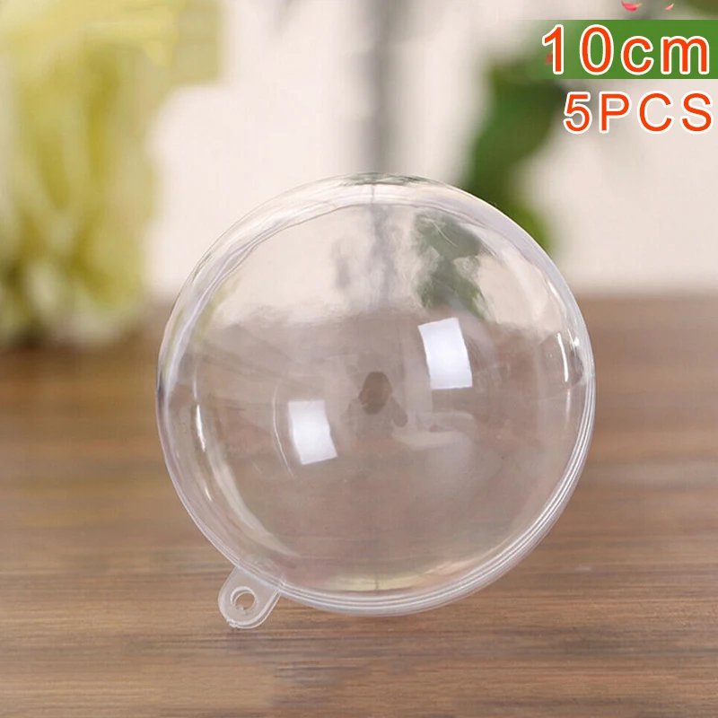 5 шт прозрачные пластиковые рождественские мячики елочные шары Сфера заполняемый орнамент с рождественской елкой прозрачный SEP99 - Цвет: 10cm