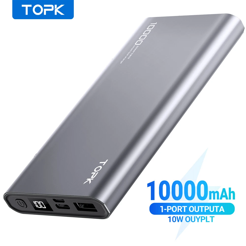 portable charger TOPK I1006P Power Bank 10000mAh Portable Charger LED External Battery PowerBank PD Two-way Fast Charging PoverBank for Xiaomi mi best power bank for mobile Power Bank