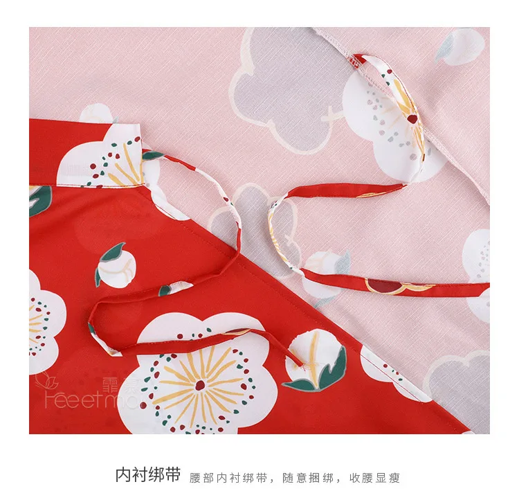 Соблазнительное кимоно японская Сакура Kawaii одежда для сна халат цветочный халат для женщин Ночная рубашка длинное платье с принтом пижамы Peignoir Femme