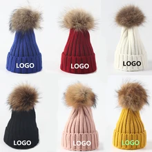 Цена по прейскуранту завода-изготовителя! 1 шт. DIY Пользовательский логотип зимняя теплая шапка толстый лисий мех помпон вязаные шапочки шапка для женщин и мужчин