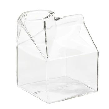 

350ml Creative Water Bottles Simple Transparent Milk Box Shape glass Cups Students Drink Bottle for Juice Coffee Tea Drinkware