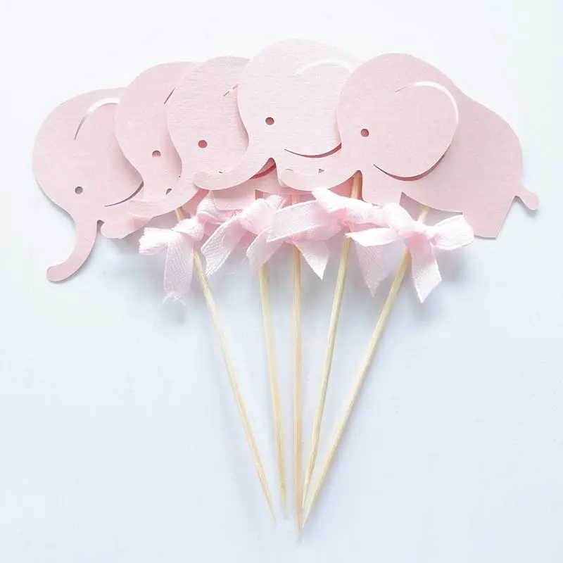 10 шт./лот детский душ слон кекс топперы двухсторонние Мальчик День Рождения