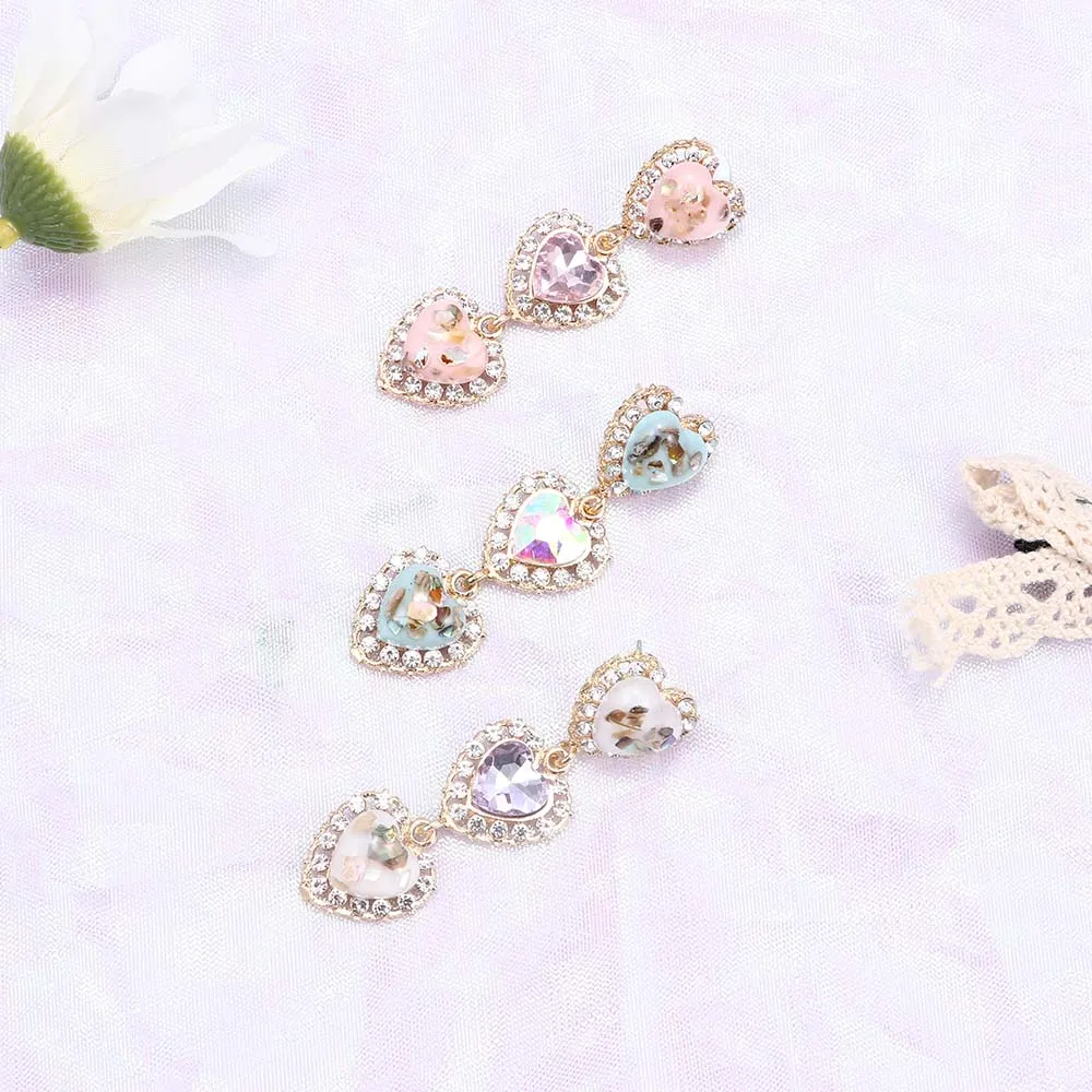 Корейский стиль из сплава серебряного цвета милые серьги со стразами длинные