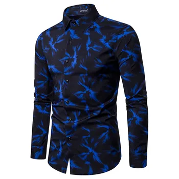 

Mens Ethnic Style Vintage Printing Slim Long Sleeve Dress Shirt Blouse Tops Dropshipping Low price discount woman man style