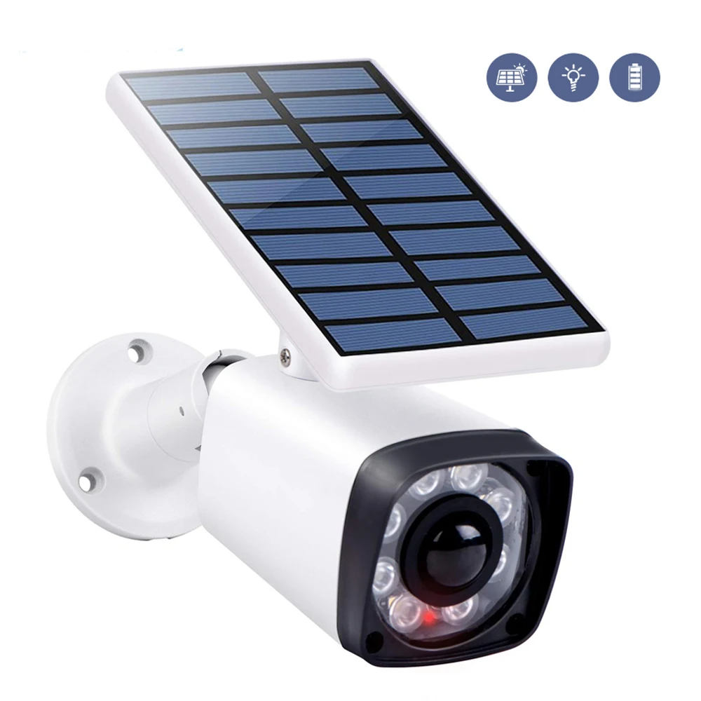 

Solar Power Simulation Surveillance Outdoor Waterproof Fake Camera Flash Sensor Light Dummy CCTV 120 Degrees Camera Light