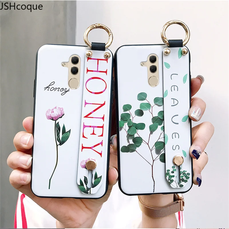 

Mate 20 Lite Case Cover for Huawei Nova 3i Funda Wristband Phone Cases for Huawei Nova 3 Soft TPU Flower Leaves Back Cover Coque