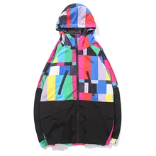 Мужские хип-хоп толстовки Techwear цвет блок многоцветная уличная Лоскутная Повседневная стеганая парка куртка Пальто Верхняя одежда