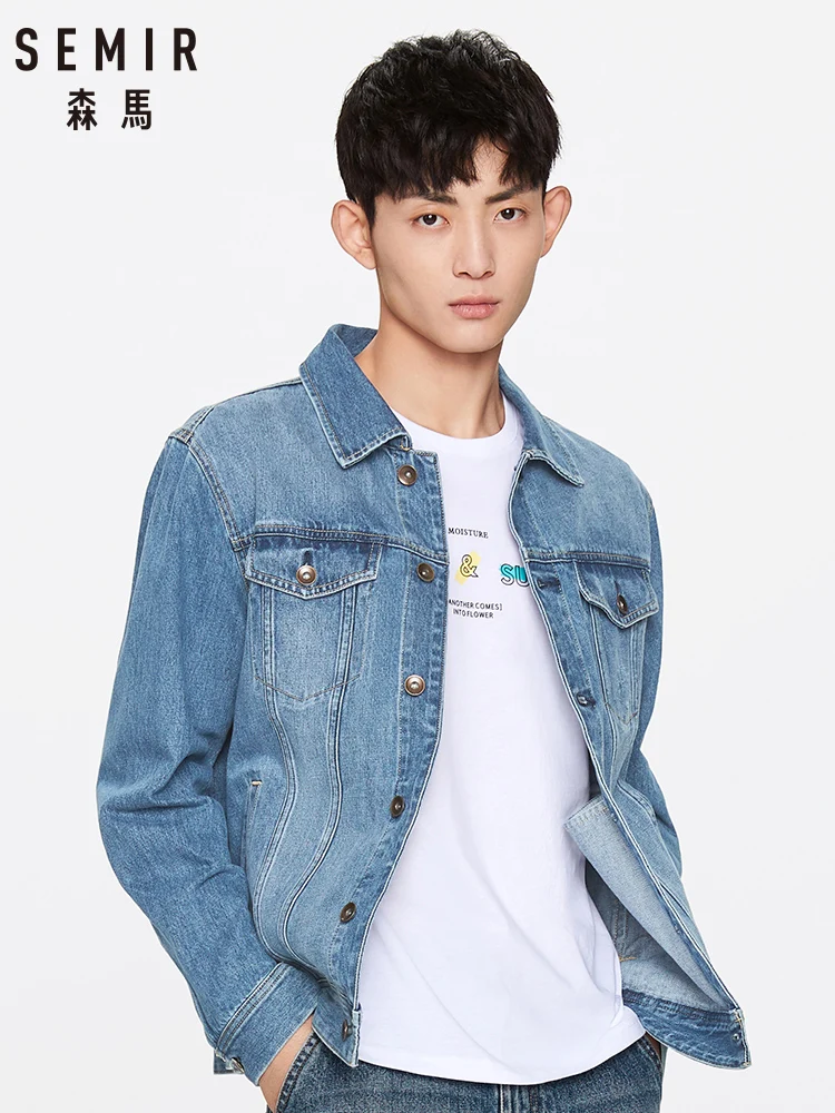 SEMIR Casual style denim jacket men youth 2020 spring new Korean trend lapel cotton jacket man SEMIR Casual style denim jacket men youth 2020 spring new Korean trend lapel cotton jacket man