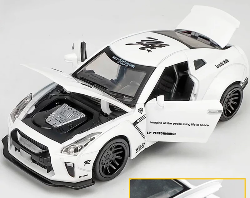 Аксессуары для украшения автомобиля, 1:32 Nissan GTR, роскошные литые модели из сплава, украшения для интерьера, аксессуары и подарки для детей